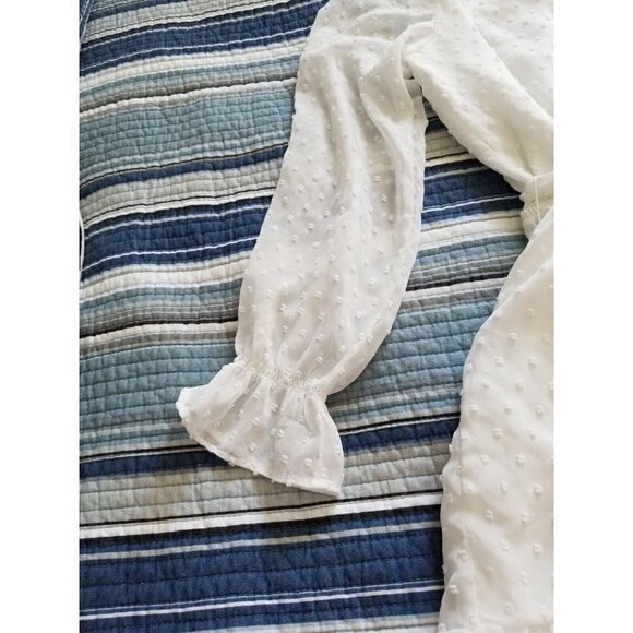 BB Dakota Romper Ivory Swiss Dot Long Sleeve Wrap Top Womens Size Medium - Picture 5 of 10